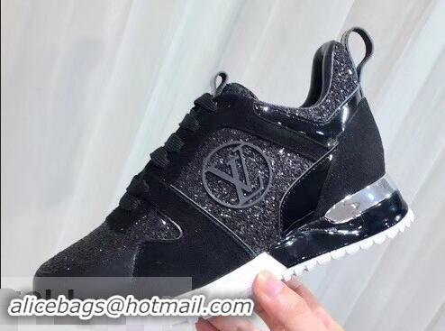 Best Noble Louis Vuitton Run Away Sneakers LV92212 Glitter Black