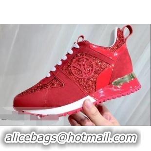 Traditional Discount Louis Vuitton Run Away Sneakers LV92212 Glitter Red