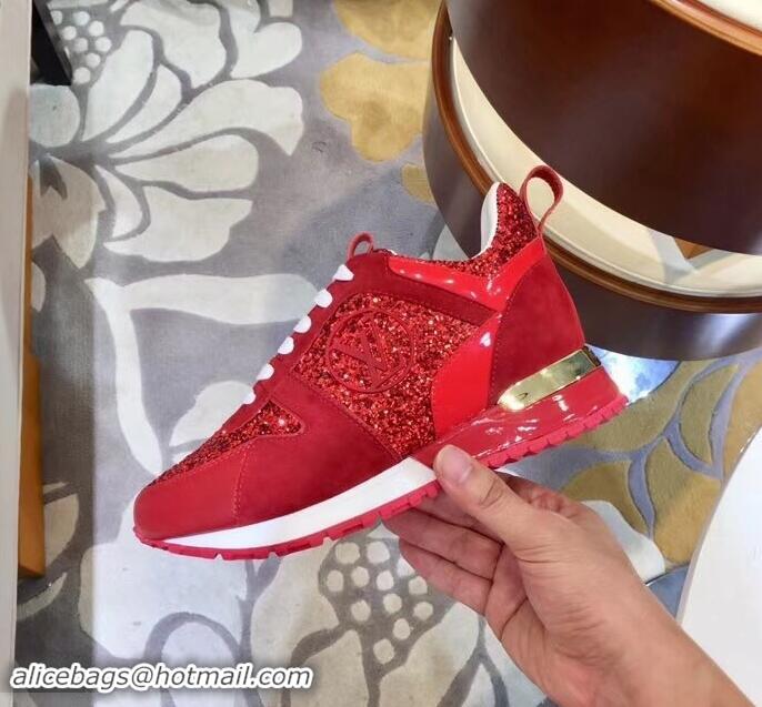 Traditional Discount Louis Vuitton Run Away Sneakers LV92212 Glitter Red