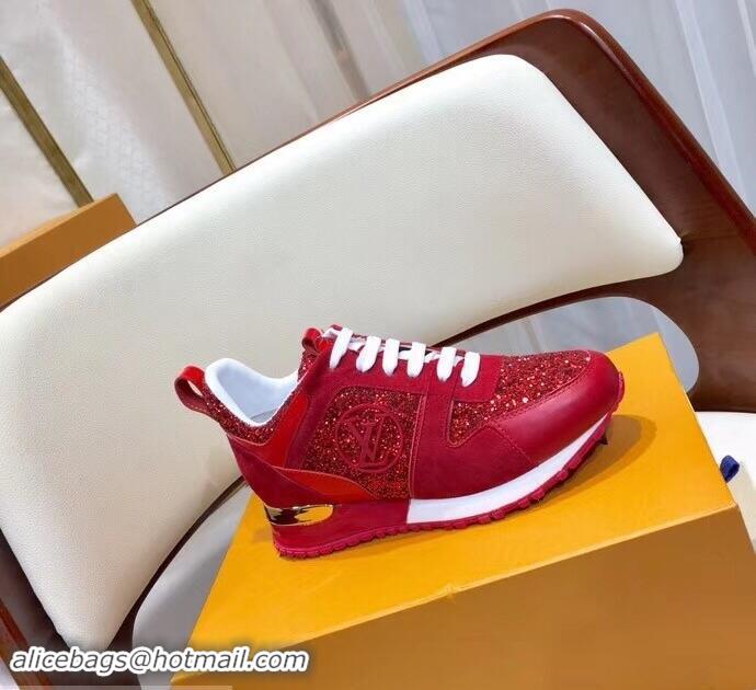 Traditional Discount Louis Vuitton Run Away Sneakers LV92212 Glitter Red