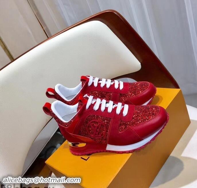 Traditional Discount Louis Vuitton Run Away Sneakers LV92212 Glitter Red