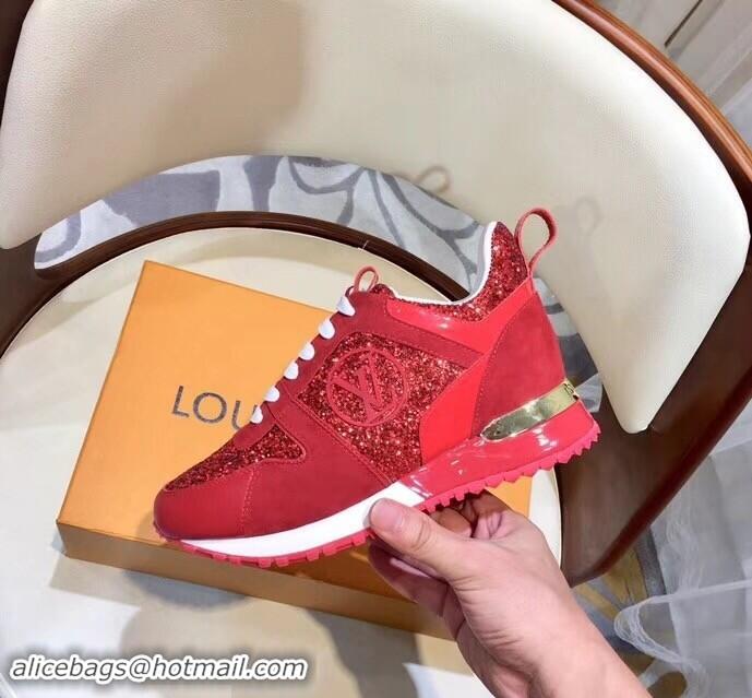 Traditional Discount Louis Vuitton Run Away Sneakers LV92212 Glitter Red