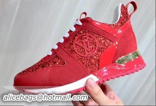 Traditional Discount Louis Vuitton Run Away Sneakers LV92212 Glitter Red