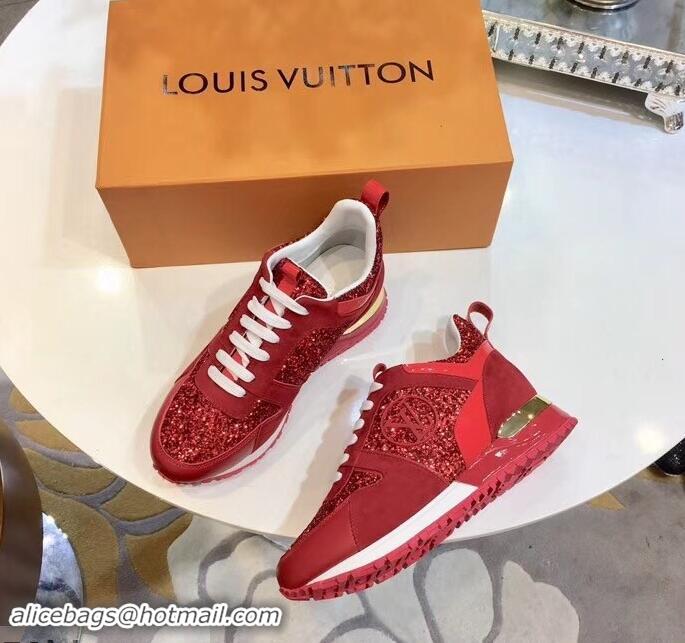 Traditional Discount Louis Vuitton Run Away Sneakers LV92212 Glitter Red