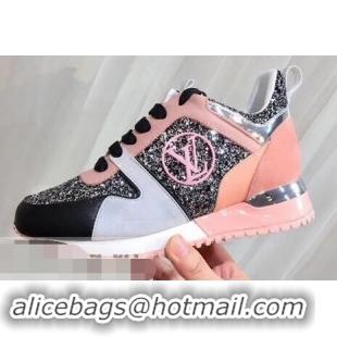 Cheapest Louis Vuitton Run Away Sneakers LV92212 Glitter Black/Gray/Pink