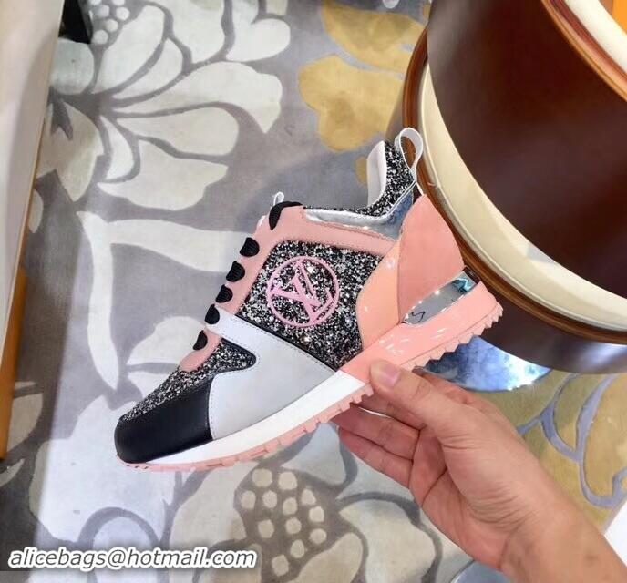 Cheapest Louis Vuitton Run Away Sneakers LV92212 Glitter Black/Gray/Pink