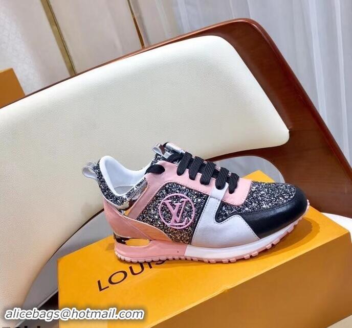 Cheapest Louis Vuitton Run Away Sneakers LV92212 Glitter Black/Gray/Pink