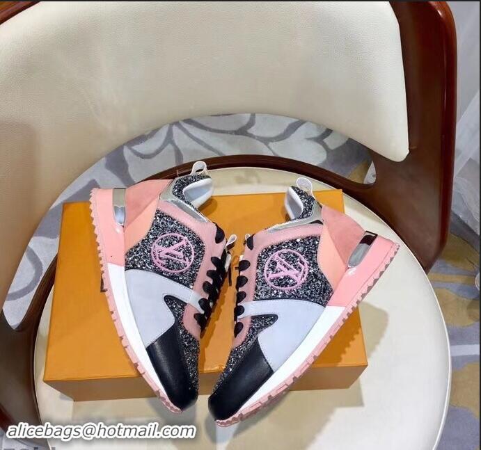 Cheapest Louis Vuitton Run Away Sneakers LV92212 Glitter Black/Gray/Pink