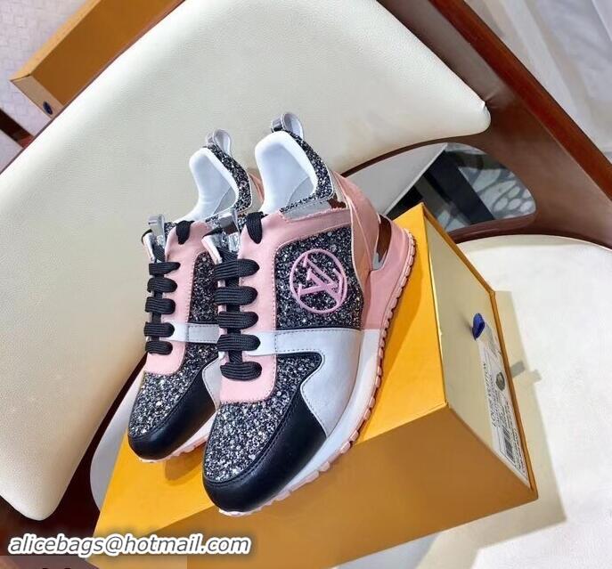 Cheapest Louis Vuitton Run Away Sneakers LV92212 Glitter Black/Gray/Pink