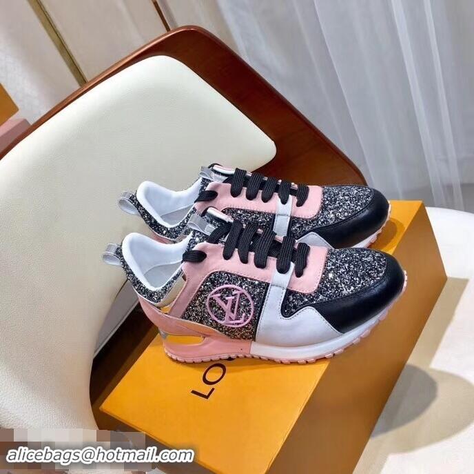 Cheapest Louis Vuitton Run Away Sneakers LV92212 Glitter Black/Gray/Pink