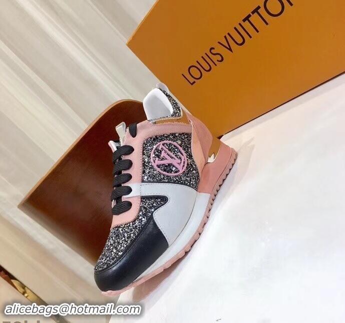 Cheapest Louis Vuitton Run Away Sneakers LV92212 Glitter Black/Gray/Pink