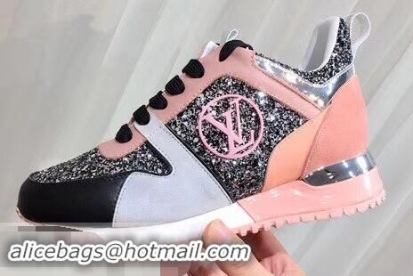 Cheapest Louis Vuitton Run Away Sneakers LV92212 Glitter Black/Gray/Pink