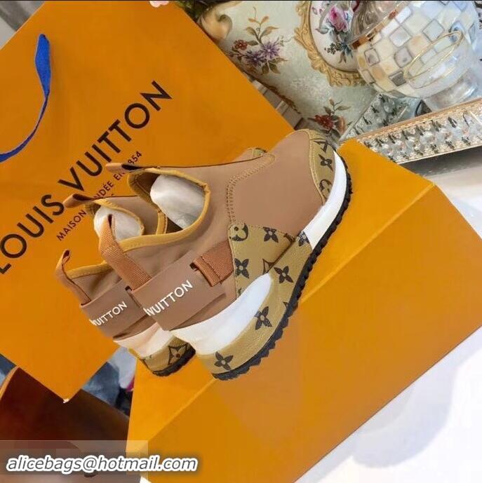 Discount Louis Vuitton Run Away Sneakers LV92226 Letter Monogram Canvas/Apricot