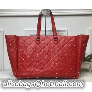 Good Product Valentino Large Quilted Boomstud Top-handle Bag 601436 Red