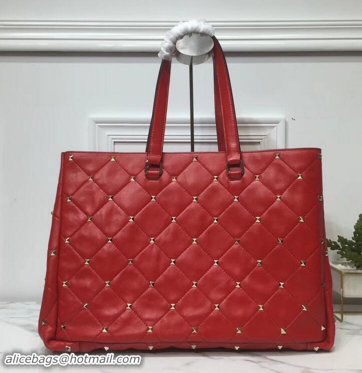 Good Product Valentino Large Quilted Boomstud Top-handle Bag 601436 Red