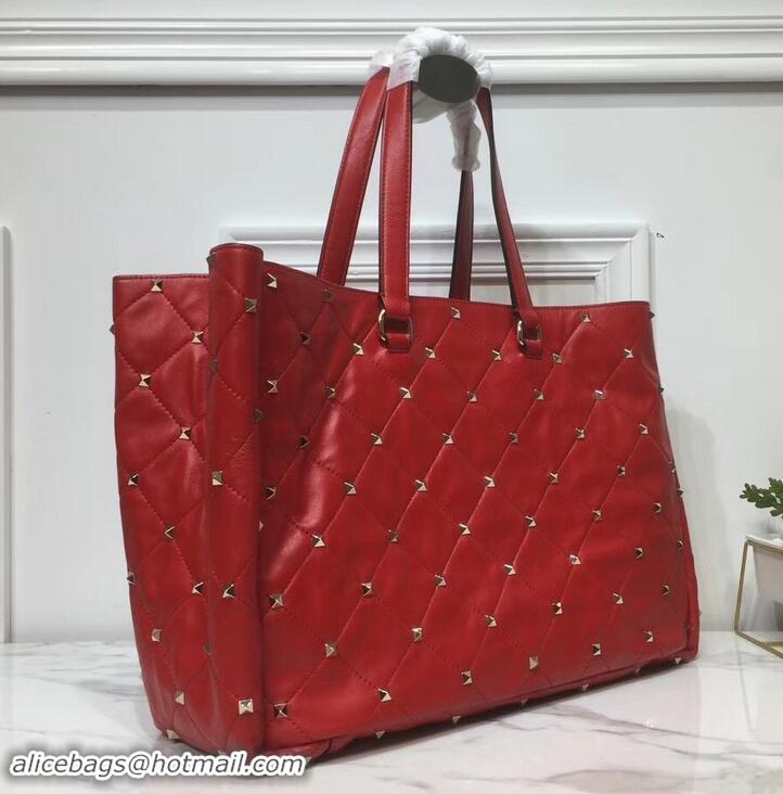 Good Product Valentino Large Quilted Boomstud Top-handle Bag 601436 Red