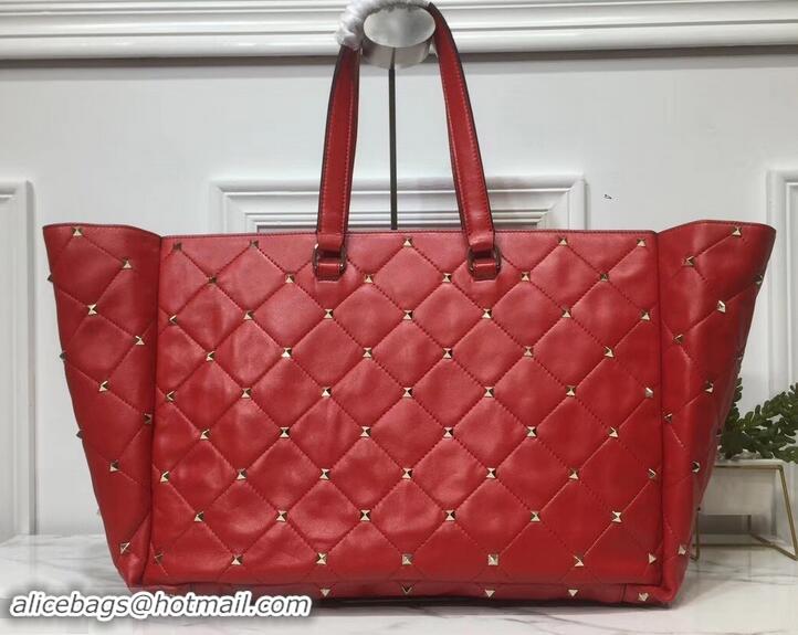 Good Product Valentino Large Quilted Boomstud Top-handle Bag 601436 Red