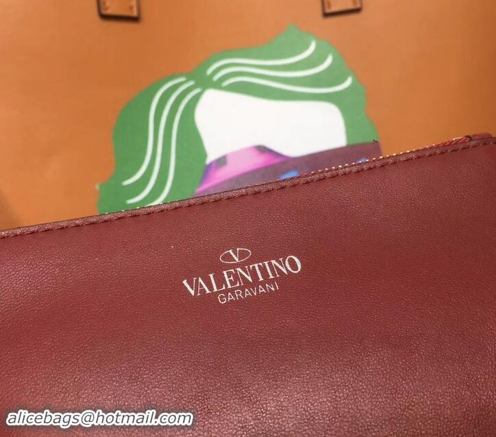 Grade Valentino Print N/S Long VRing Shopping Tote Bag 601438 Brown