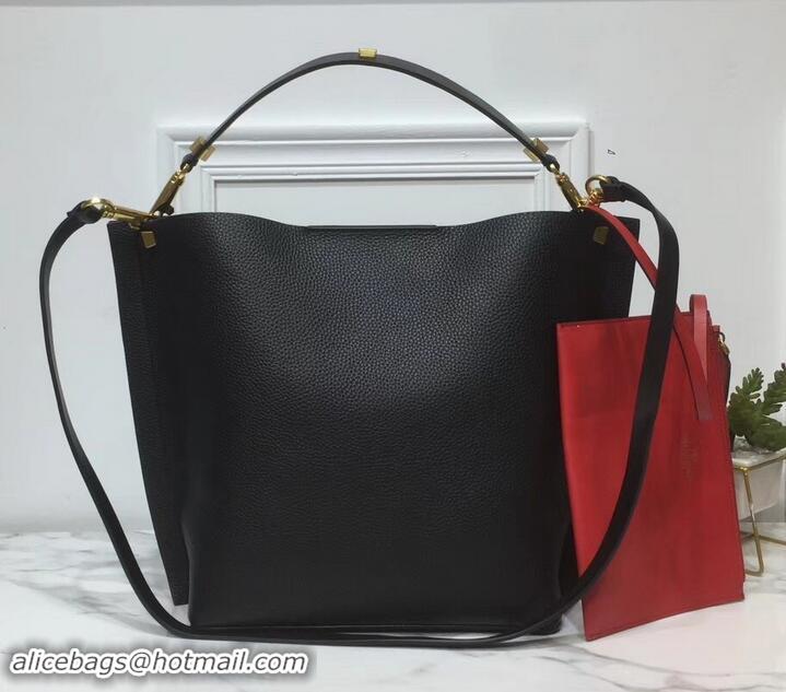 Perfect Valentino VLOGO Escape Small Leather Hobo Bag Black 601442