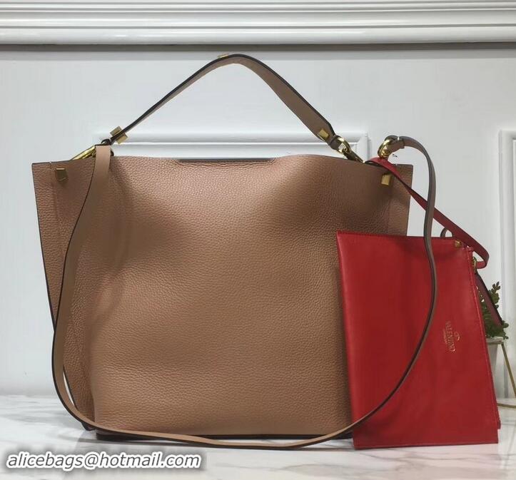 Discount Valentino VLOGO Escape Small Leather Hobo Bag 601442 Brown