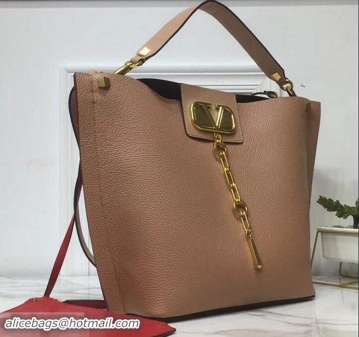 Discount Valentino VLOGO Escape Small Leather Hobo Bag 601442 Brown