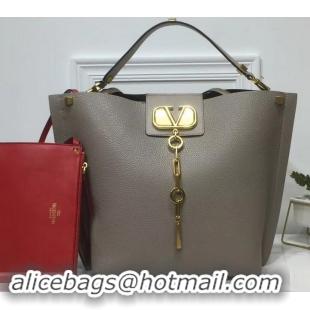 Super Quality Valentino VLOGO Escape Small Leather Hobo Bag 601442 Gray