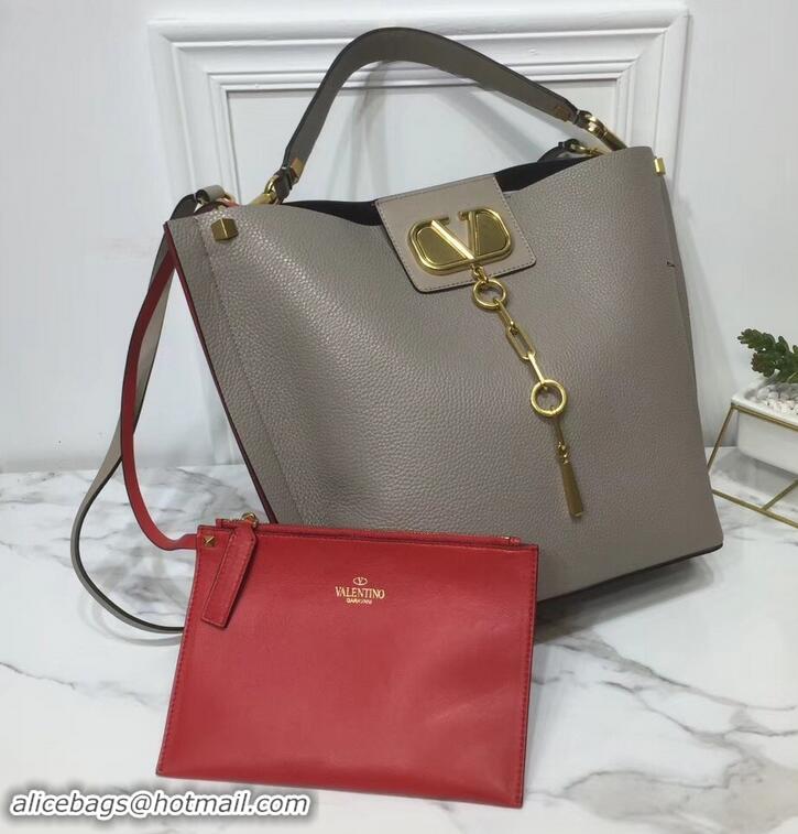 Super Quality Valentino VLOGO Escape Small Leather Hobo Bag 601442 Gray