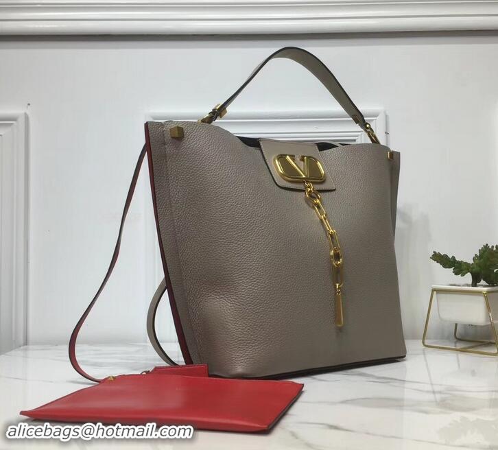 Super Quality Valentino VLOGO Escape Small Leather Hobo Bag 601442 Gray