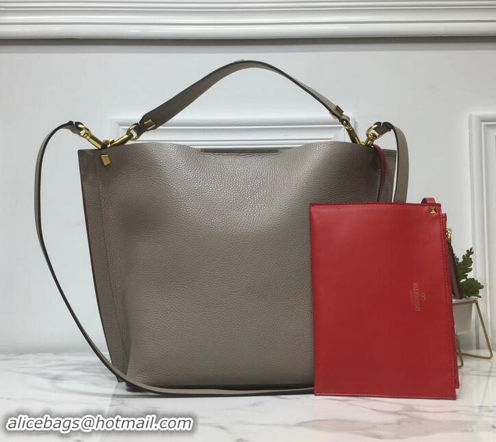 Super Quality Valentino VLOGO Escape Small Leather Hobo Bag 601442 Gray