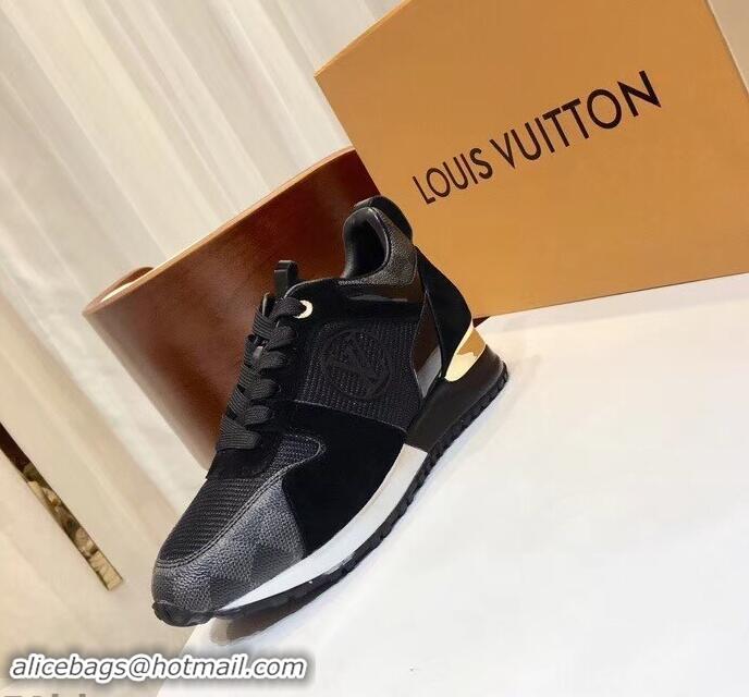 Fashion Fake Louis Vuitton Run Away Sneakers LV92242 Damier Graphite Canvas Black