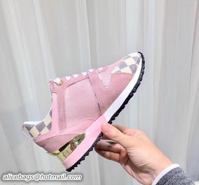 Best Discount Louis Vuitton Run Away Sneakers LV92245 Damier Azur Canvas Pink