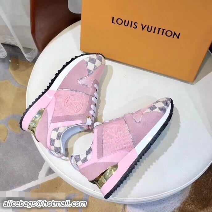 Best Discount Louis Vuitton Run Away Sneakers LV92245 Damier Azur Canvas Pink