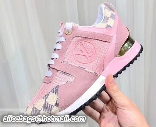 Best Discount Louis Vuitton Run Away Sneakers LV92245 Damier Azur Canvas Pink