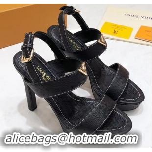 Low Price Louis Vuitton Heel 10.5cm Platform 2cm New Wave Sandals LV91901 Black 2019