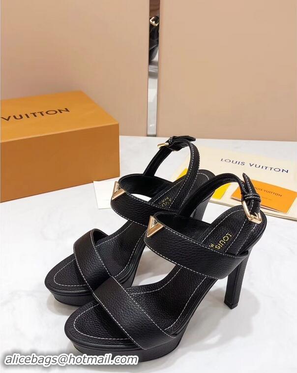 Low Price Louis Vuitton Heel 10.5cm Platform 2cm New Wave Sandals LV91901 Black 2019