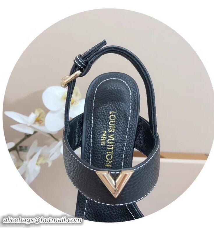 Low Price Louis Vuitton Heel 10.5cm Platform 2cm New Wave Sandals LV91901 Black 2019