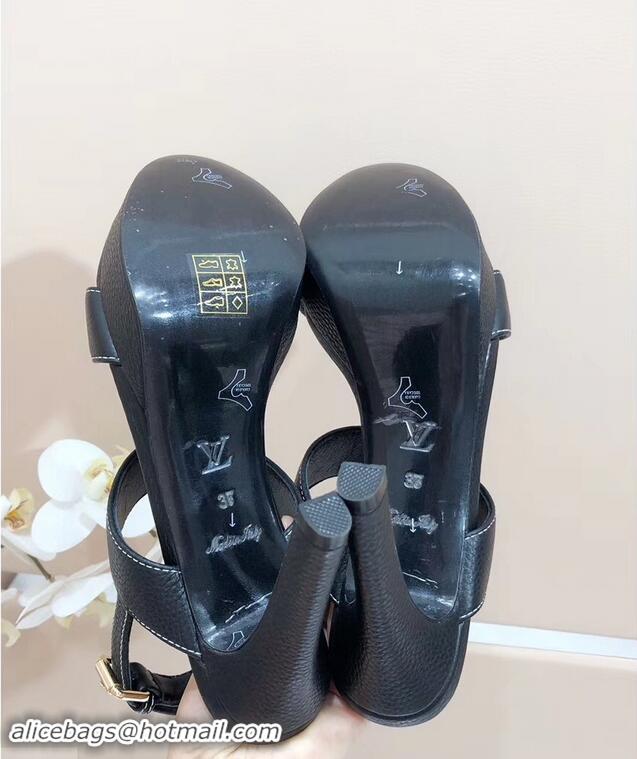 Low Price Louis Vuitton Heel 10.5cm Platform 2cm New Wave Sandals LV91901 Black 2019