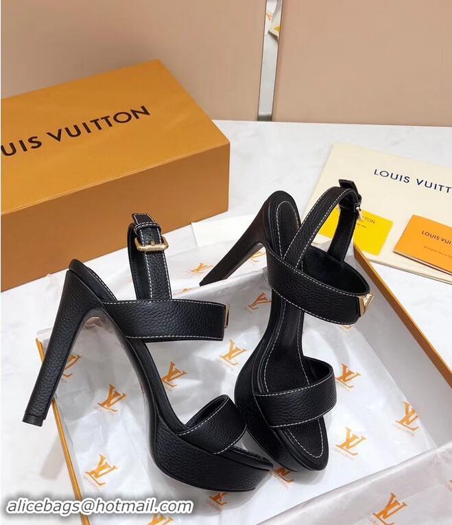 Low Price Louis Vuitton Heel 10.5cm Platform 2cm New Wave Sandals LV91901 Black 2019