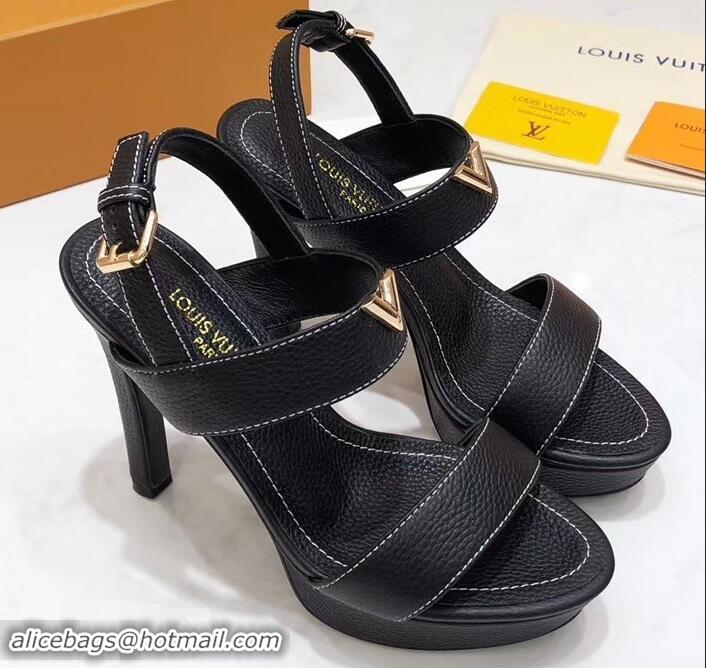 Low Price Louis Vuitton Heel 10.5cm Platform 2cm New Wave Sandals LV91901 Black 2019