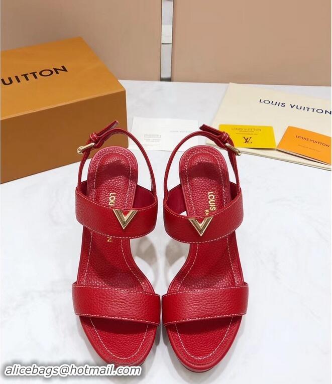 Low Cost Louis Vuitton Heel 10.5cm Platform 2cm New Wave Sandals LV91901 Red 2019