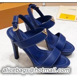 Discount Louis Vuitton Heel 10.5cm Platform 2cm New Wave Sandals LV91901 Blue 2019