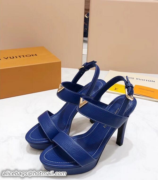 Discount Louis Vuitton Heel 10.5cm Platform 2cm New Wave Sandals LV91901 Blue 2019