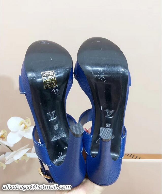 Discount Louis Vuitton Heel 10.5cm Platform 2cm New Wave Sandals LV91901 Blue 2019