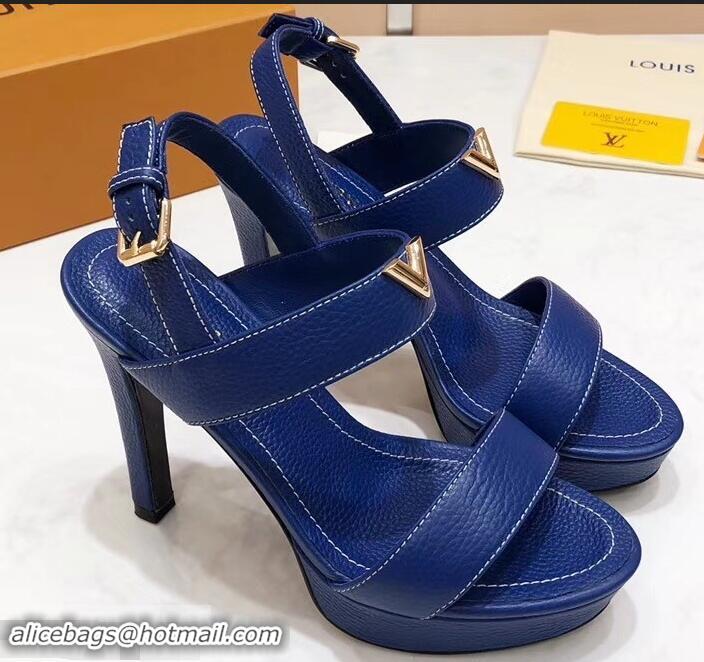 Discount Louis Vuitton Heel 10.5cm Platform 2cm New Wave Sandals LV91901 Blue 2019