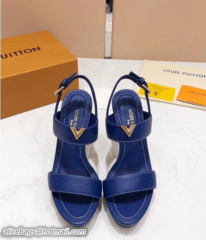 Discount Louis Vuitton Heel 10.5cm Platform 2cm New Wave Sandals LV91901 Blue 2019