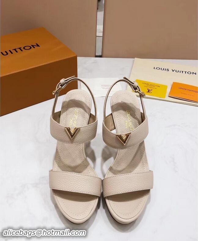 Promotional Louis Vuitton Heel 10.5cm Platform 2cm New Wave Sandals LV91901 Creamy 2019