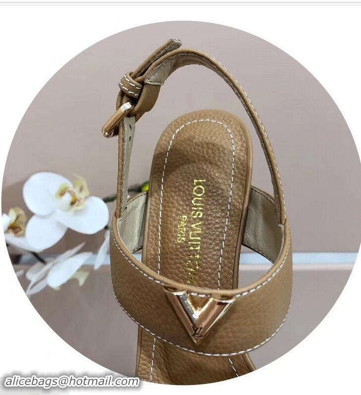 Best Price Louis Vuitton Heel 10.5cm Platform 2cm New Wave Sandals LV91901 Apricot 2019