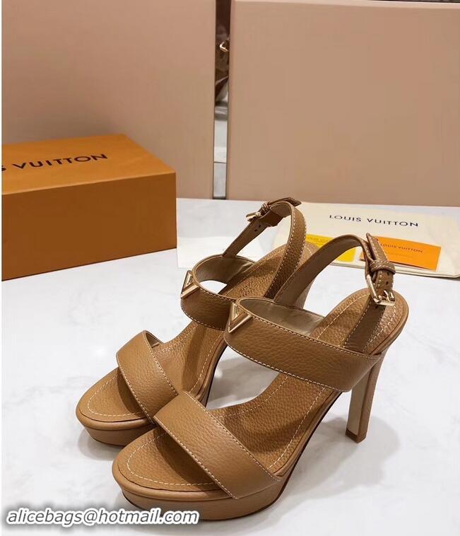 Best Price Louis Vuitton Heel 10.5cm Platform 2cm New Wave Sandals LV91901 Apricot 2019