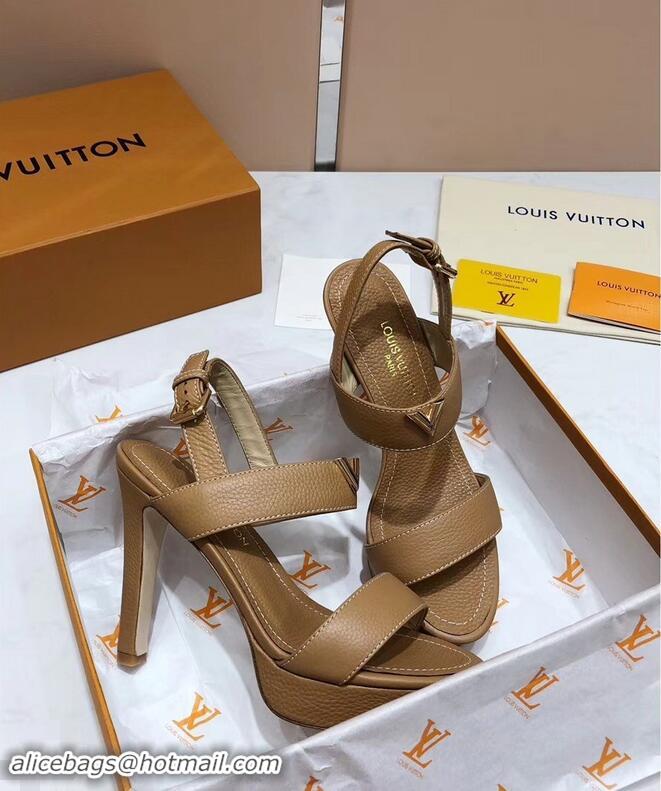 Best Price Louis Vuitton Heel 10.5cm Platform 2cm New Wave Sandals LV91901 Apricot 2019