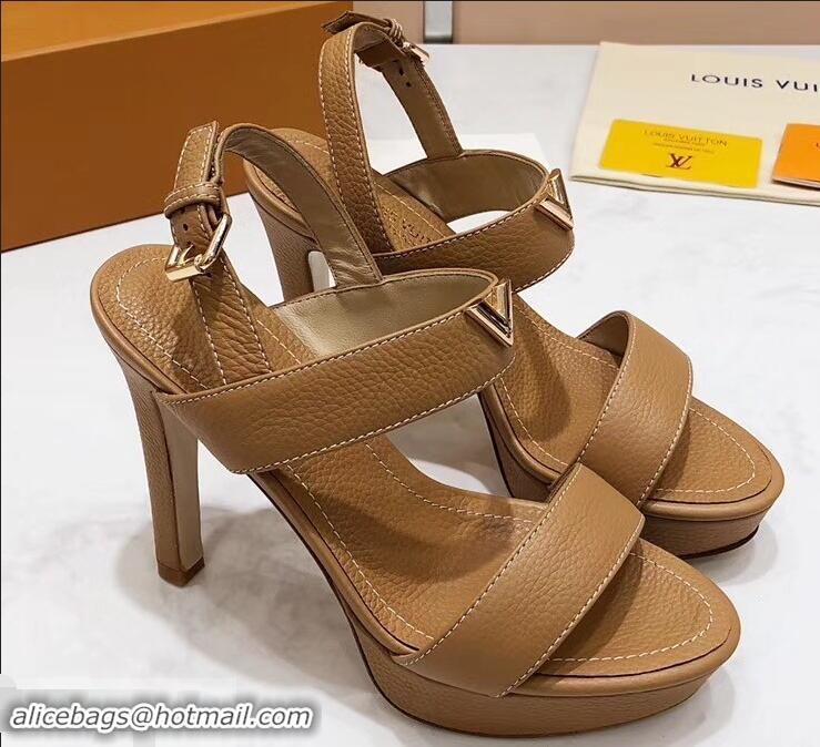 Best Price Louis Vuitton Heel 10.5cm Platform 2cm New Wave Sandals LV91901 Apricot 2019